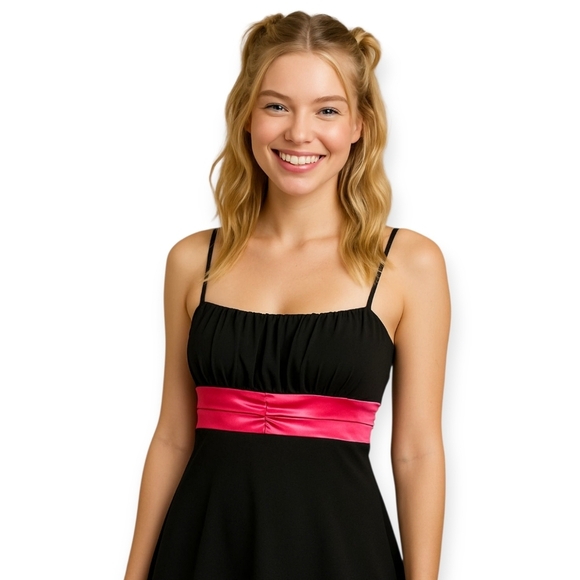 Vintage Taboo Y2K Black Pink Babydoll Dress Small Whimsigoth Grunge HOCO - Picture 11 of 11